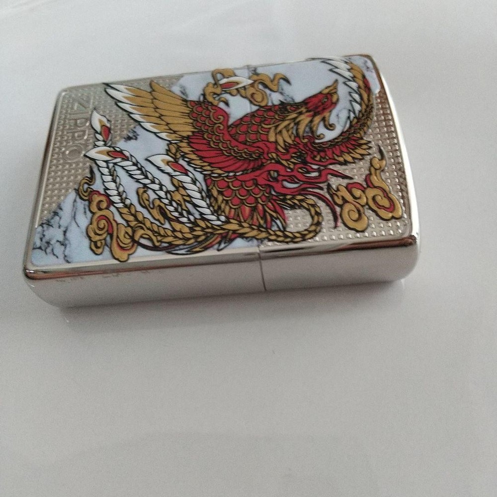 Zippo Customized Metal Phoenix Dot Marble White Lighter