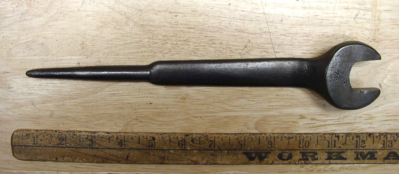 Vntg Unreadable Brand USA Spud Wrench,7/8" X 11-5/8",Iron Worker,Skyscraper,VG