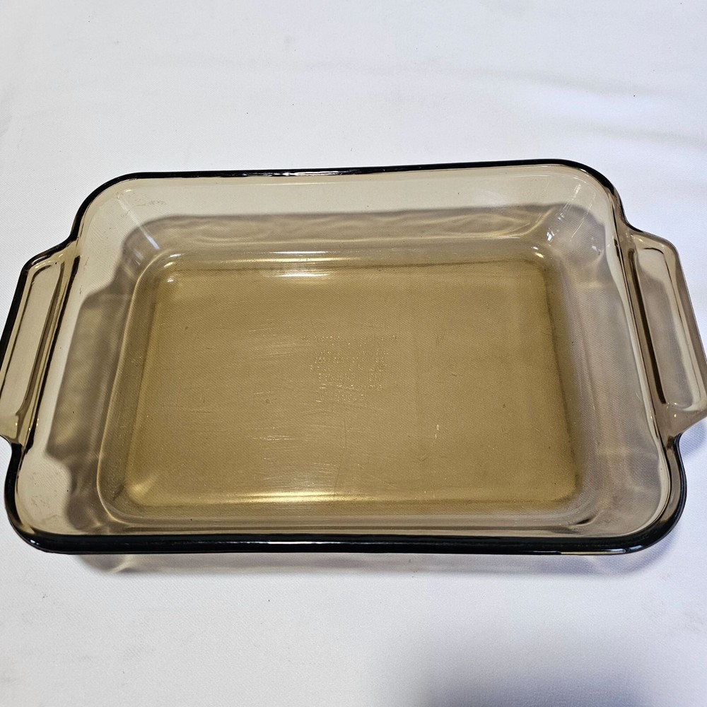Anchor Hocking Harvest Amber Rectangular Baking Dish 11.5" brown glass 2qt pan