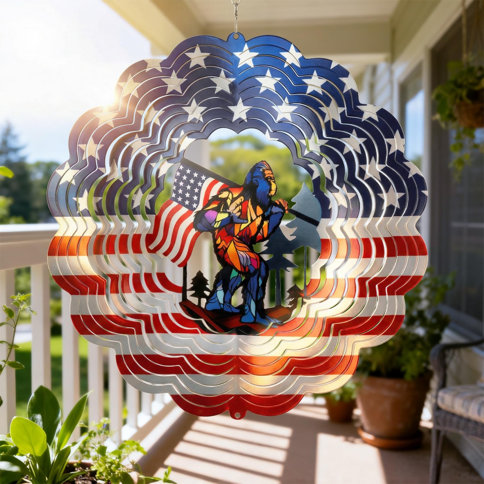 SUNCKET Bigfoot Wind Spinner, 12 Inch Stainless Steel Outdoor Garden Decor with