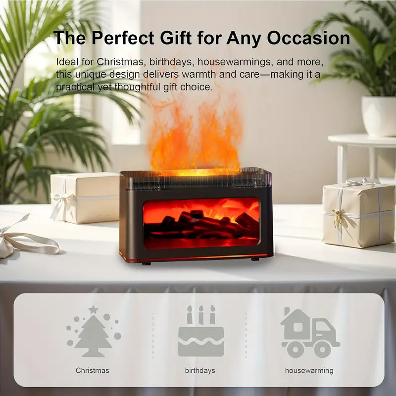 Flame Humidifier Ultrasonic Aromatherapy Essential Oil Diffuser with LED Light