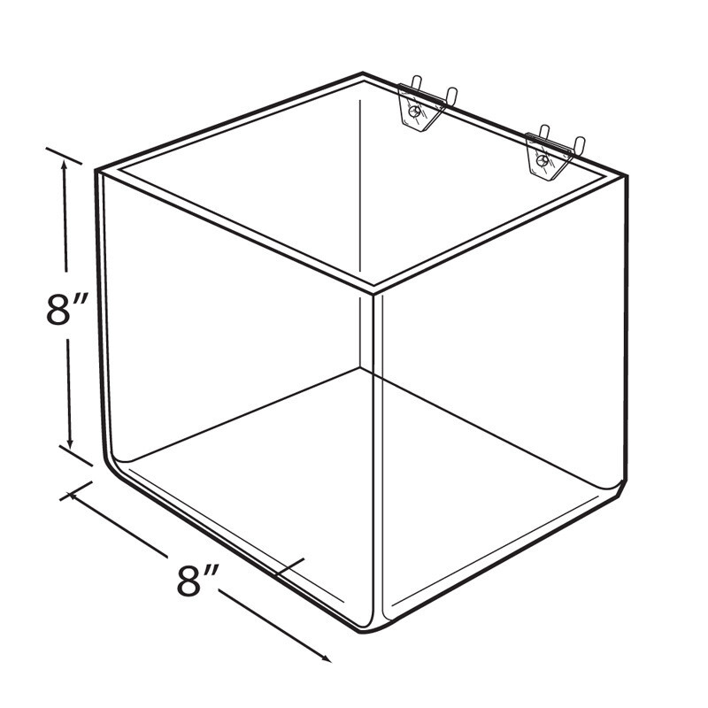 Azar Displays 8" Cube Bin for Pegboard or Slatwall, 4-Pack