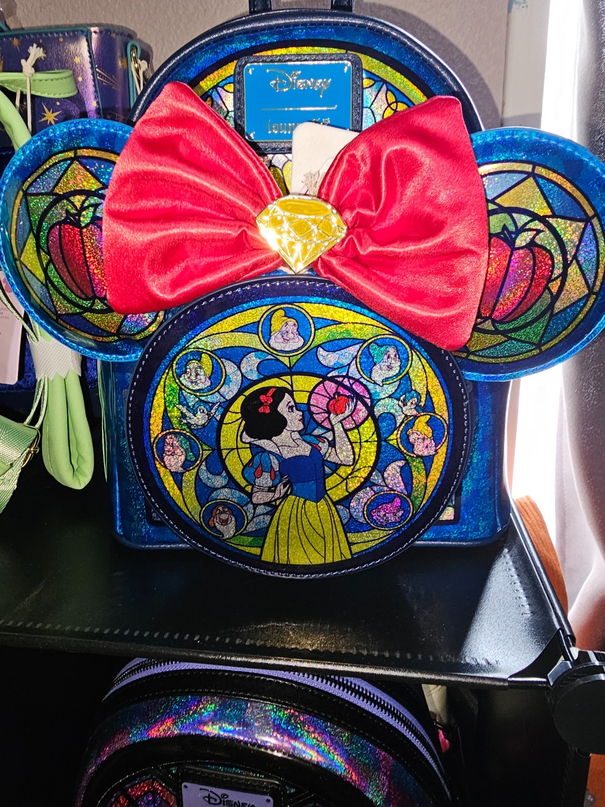 NWT Disney's Snow White Stained Glass Loungefly Mini-backpack & Ears