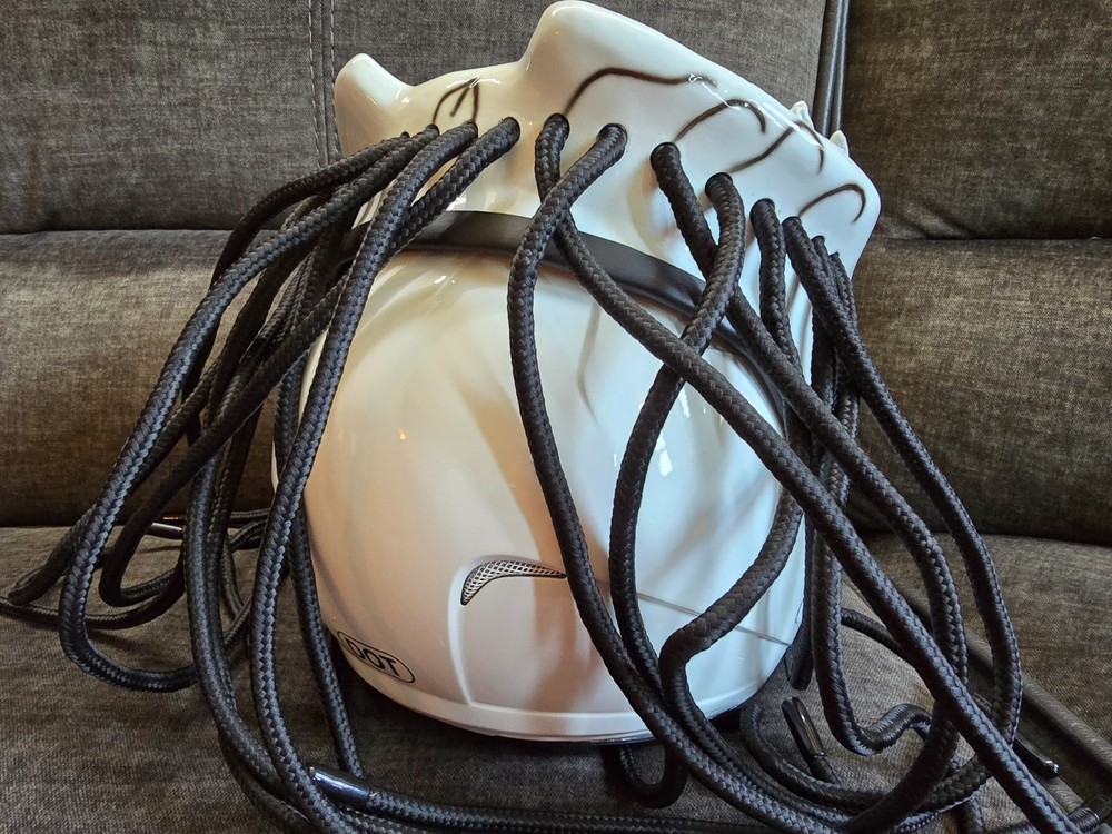 TOP PREDATOR MOTORCYCLE HELMET FIRE STYLE (DOT & ECE CERTIFIED). White, Medium