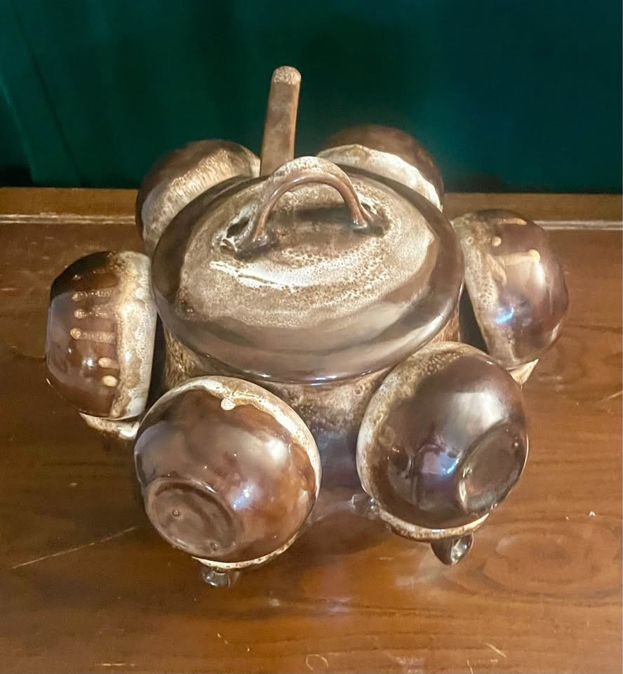 Vintage brown glazed soup/punch bowl set