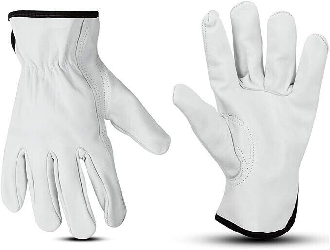 12 Pairs Genuine Goatskin Safety Gloves – Durable, Comfortable & Versatile Work