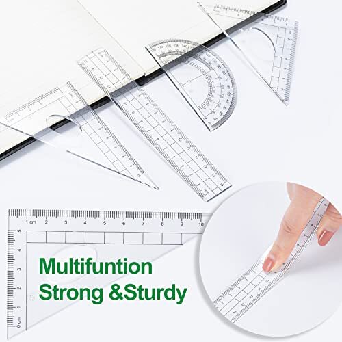 Geometry Kit 10 Pcs Math Compass Rulers and Protractor for Drawing Measurement