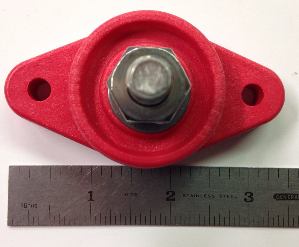 Large Red Junction Power Post Insulated Terminal Block Stud 3/8" Stainless