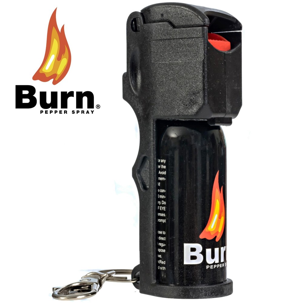 2 Pack BURN Pepper Spray for Self Defense 1/2 oz Security Flip Top Black