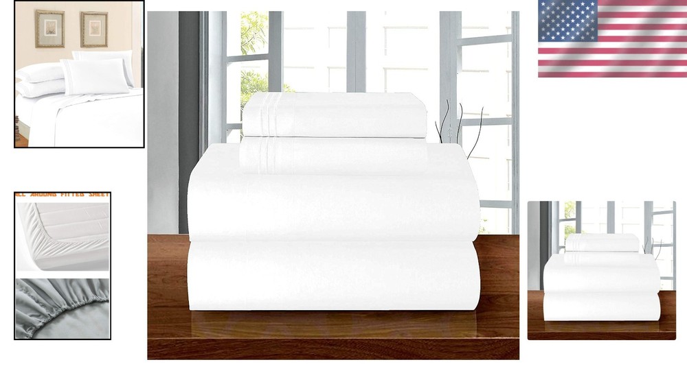 Luxury 1500 Thread Count White Microfiber Bedding Set, Queen, Wrinkle Resistant