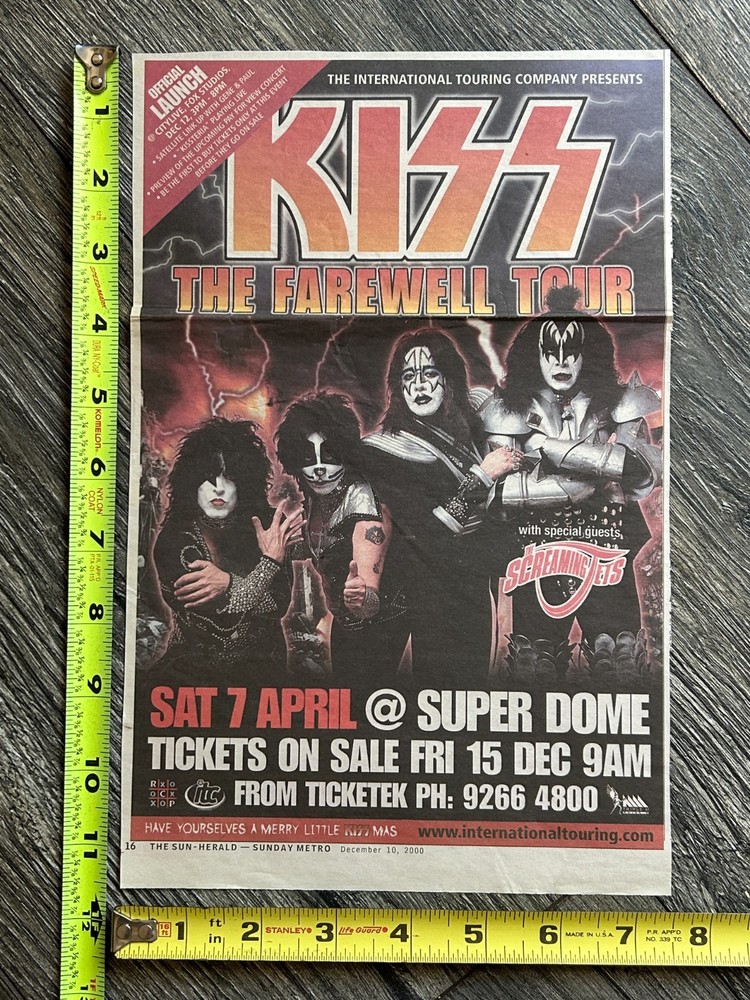 KISS Concert Ad Farewell Tour Superdome Australia April 7 2000 Vintage Kiss