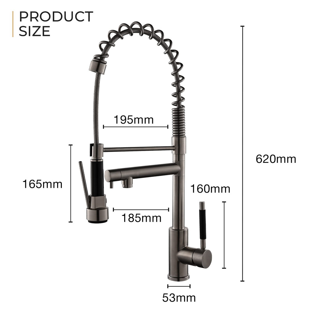 Silver Kitchen Faucet Kit 360° Rotation High Arch Single Handle Double Function