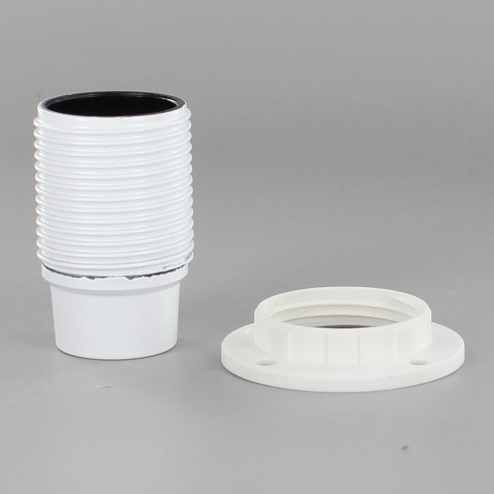 WHITE CANDELABRA BASE PHENOLIC SOCKET WITH THREADED OUTER SHELL AND RING SO300WG