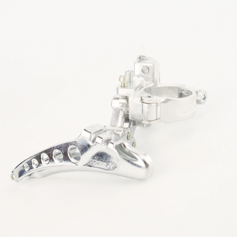 NOS Suntour Comp V Front Derailleur 28.6 Clamp Double Bottom Pull Top Normal