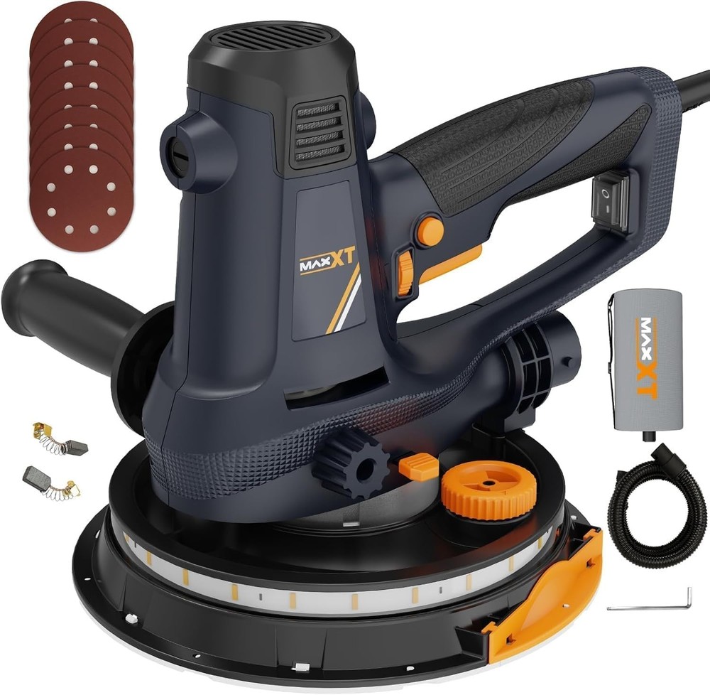 Electric Handheld Drywall Sander with Variable Speed and Dust Extraction Feature