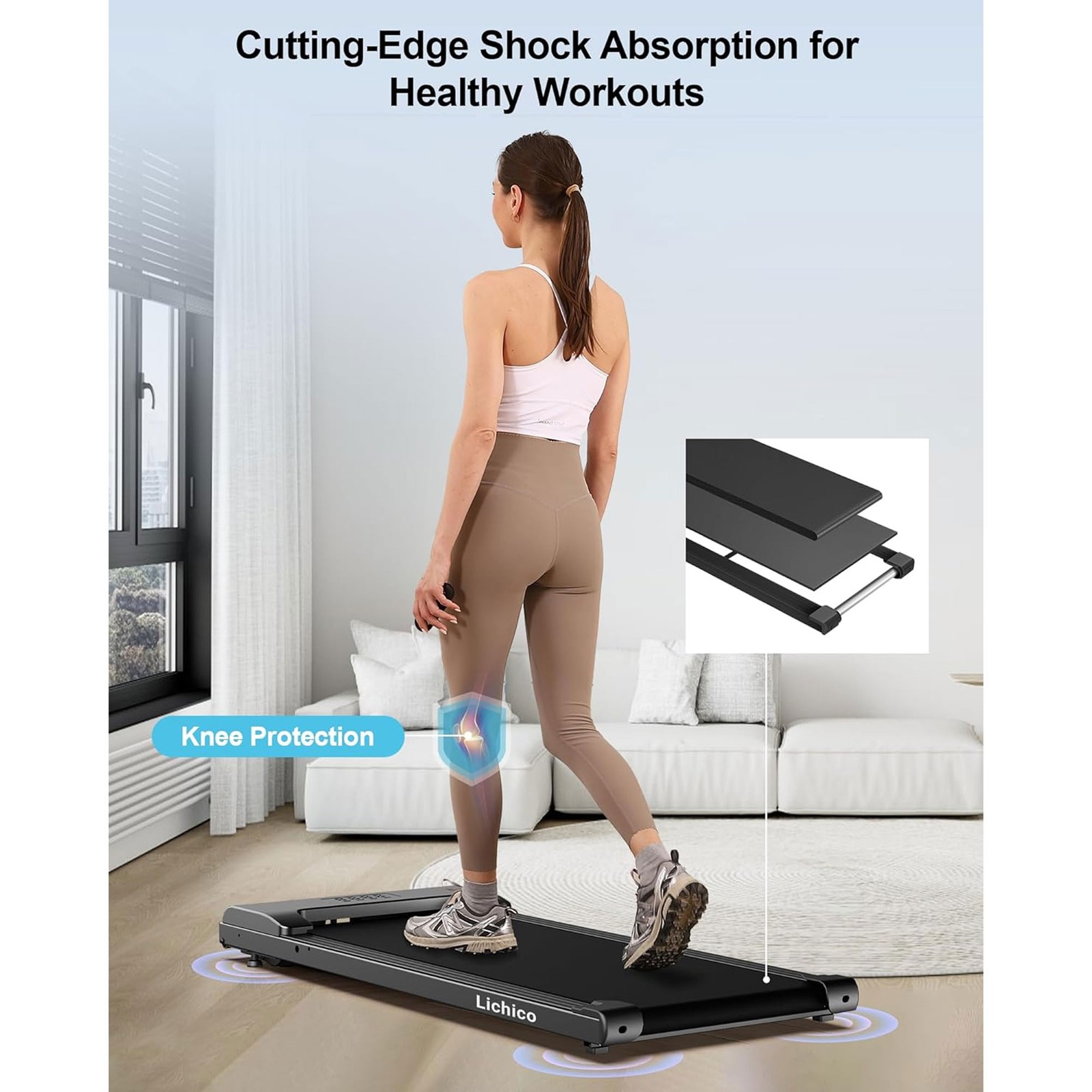 Lichico Walking Pad Treadmill, Portable Exercise Machine with Remote (Open Box)