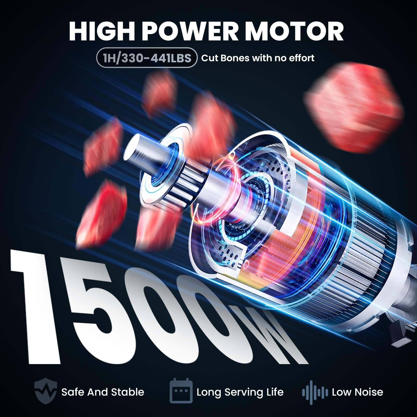 1500W Commercial Electric Meat Bone Saw Machine, Kitchen Frozen Meat Processor