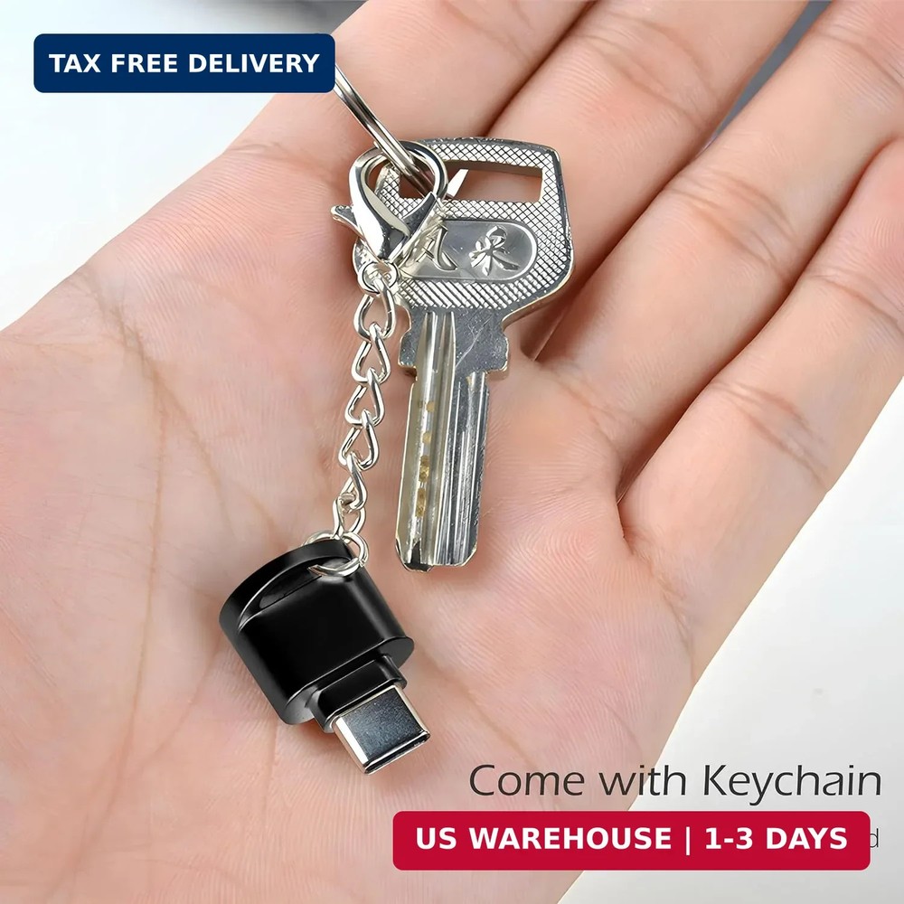 USB C Micro SD Card Reader for Android Phone, Camera, Laptop with Keychain, Mini