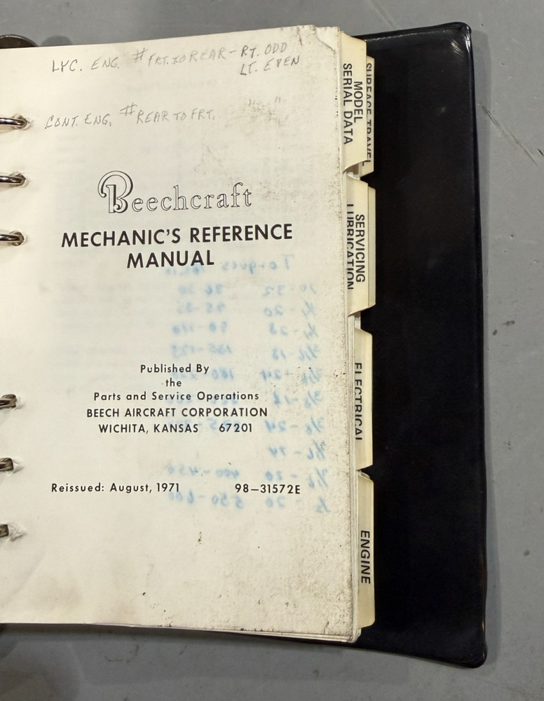 1971 Beechcraft Mechanic's Reference Manual