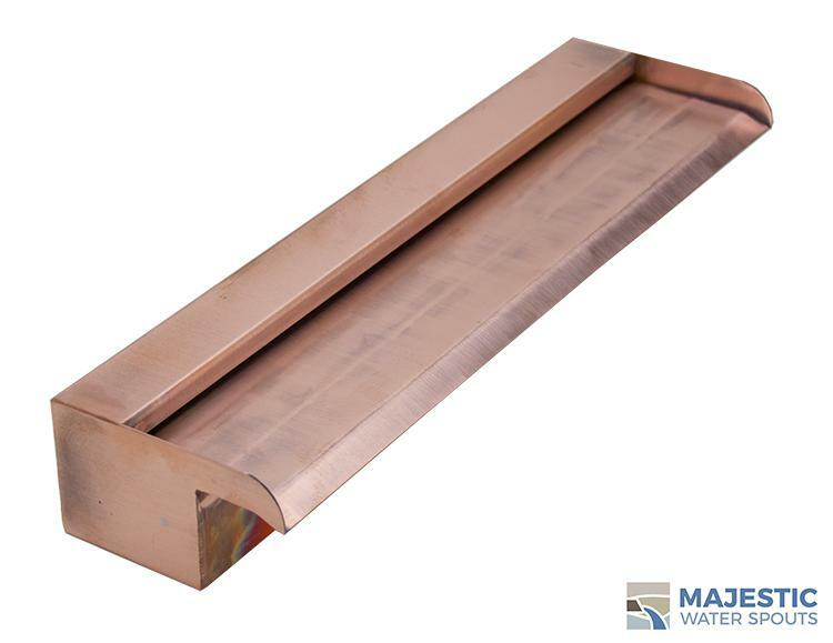 Nakano 18" Open Top Water Fountain or Pool/Spa Waterfall Spillway in Copper