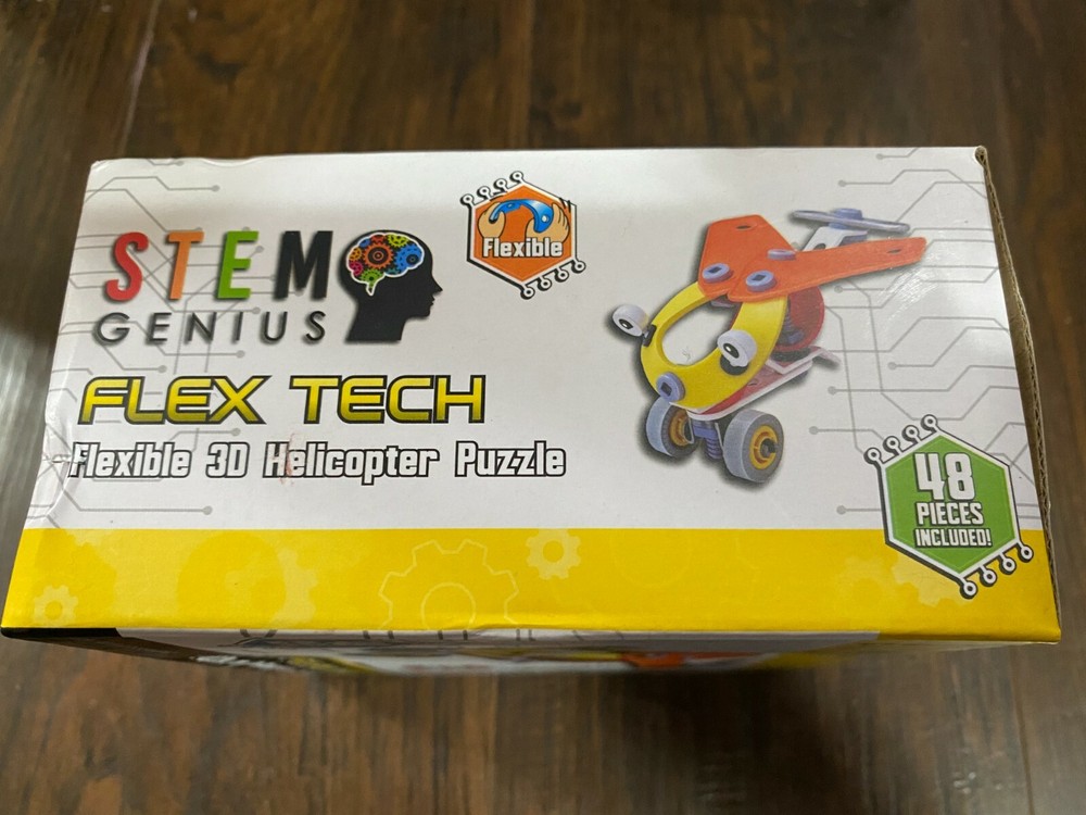 STEM GENIUS FLEX TECH FLEXIBLE 3D HELICOPTER PUZZLE 48 PIECE SET NEW! 