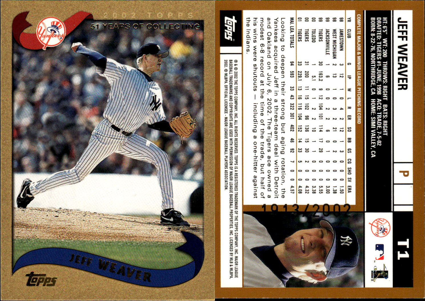 2002 Topps Traded & Rookies - Gold Parallels /2002 (#T1-T275) ~ Choose Your Card