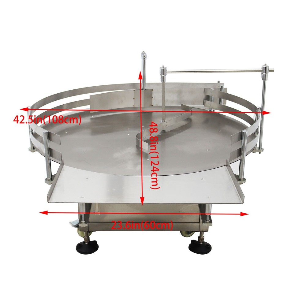 Auto Round Bottle Labeling Machine W/ Printer&39.3"Bottle Accumulation Table110V