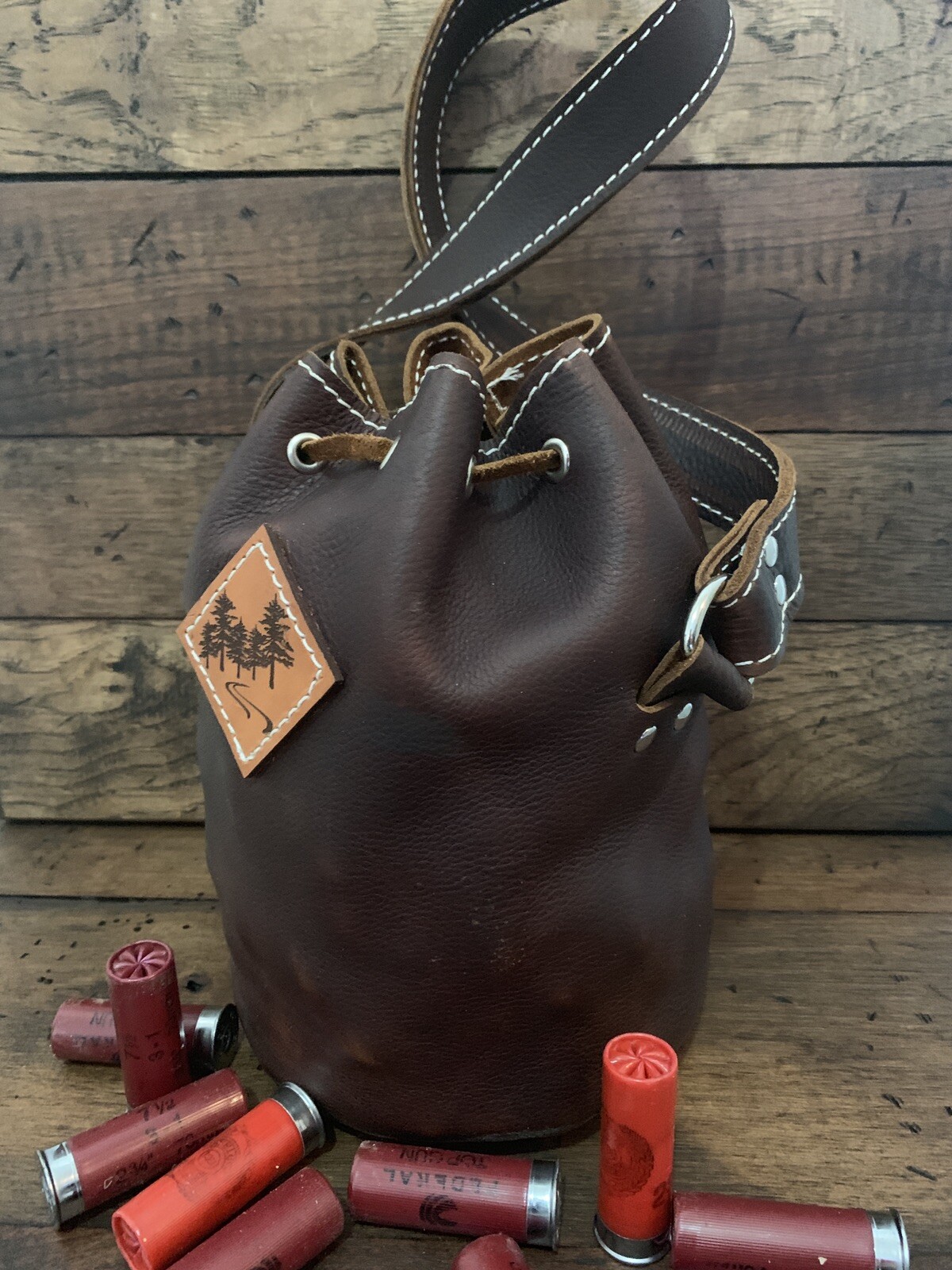 Leather Shotgun Shell Ammo Pouch/Shell Holder Bag Bucket Custom Made
