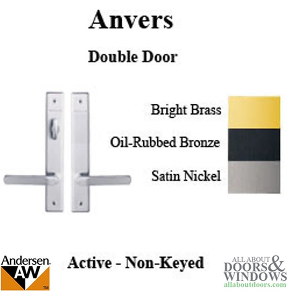 Hardware Kit, Double Door, Anvers, Active / Passive - Satin Nickel