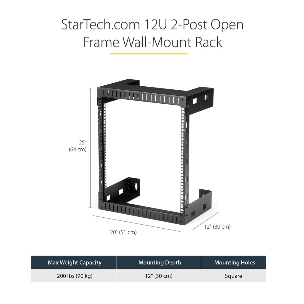 StarTech RK12WALLO 12U Open Frame Wall Mount Server Equipmen Rack Equipment Rack