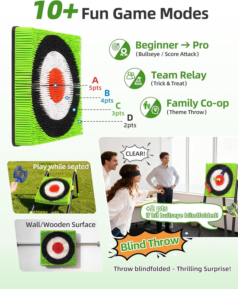 Axe Throwing Game for Backyard with Bristle Target & 12 Throwing Axes Set, Indoo