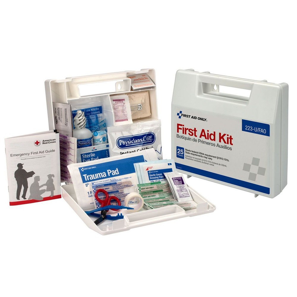 First Aid Only 25 Person Wall Mount First Aid Kit Plastic Case 10 per Case