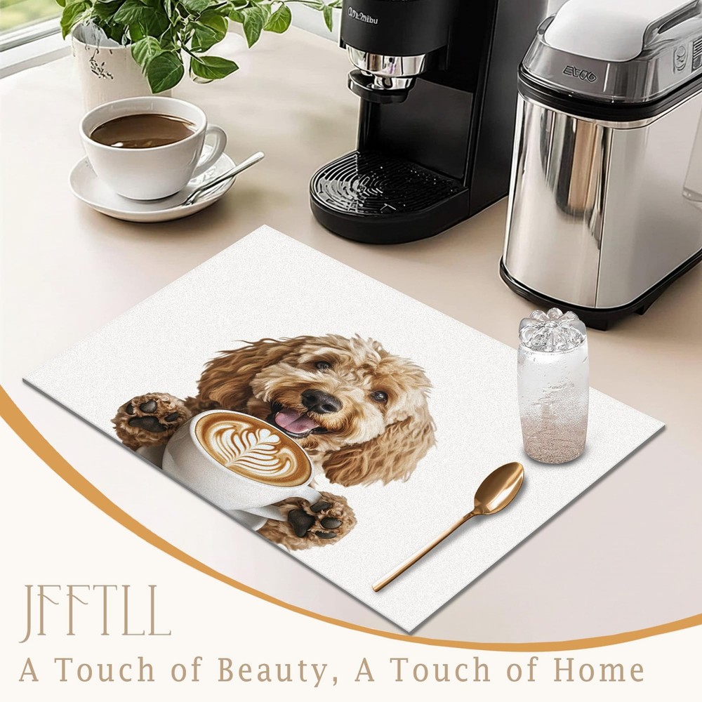 Funny Cockapoo Coffee Bar Mat Cockapoo Gifts Absorbent Dish Drainer Reusable ...