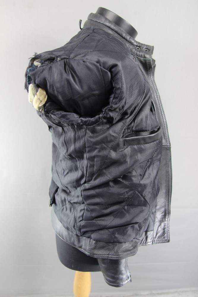 CLASSIC BLACK DYNAMIC LEATHERS COWHIDE BIKER JACKET SIZE 12