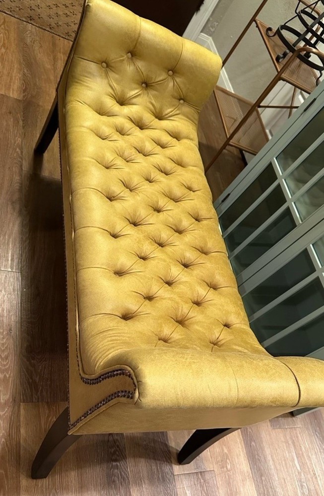Uttermost Henning Mustard Yellow Tufted Bench