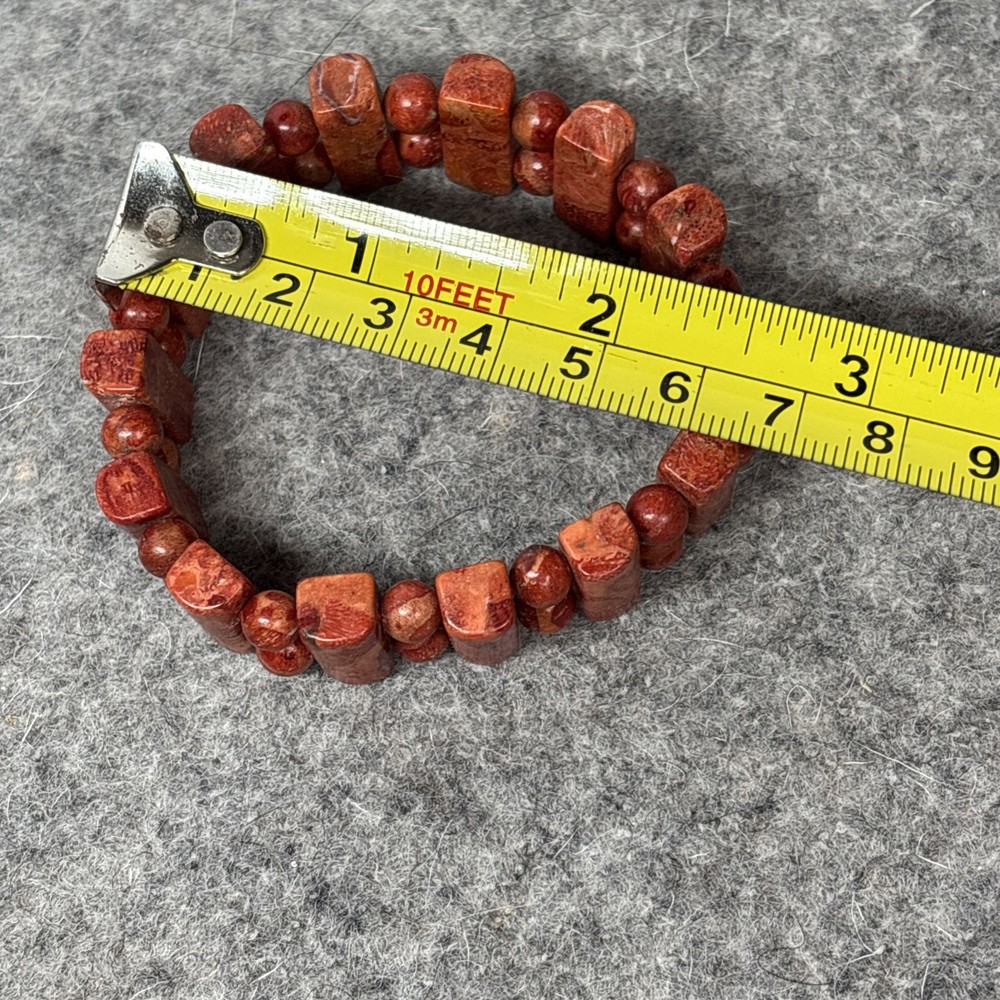 Vintage Red Jasper Round and Rectangular Bead Stretch BRACELET
