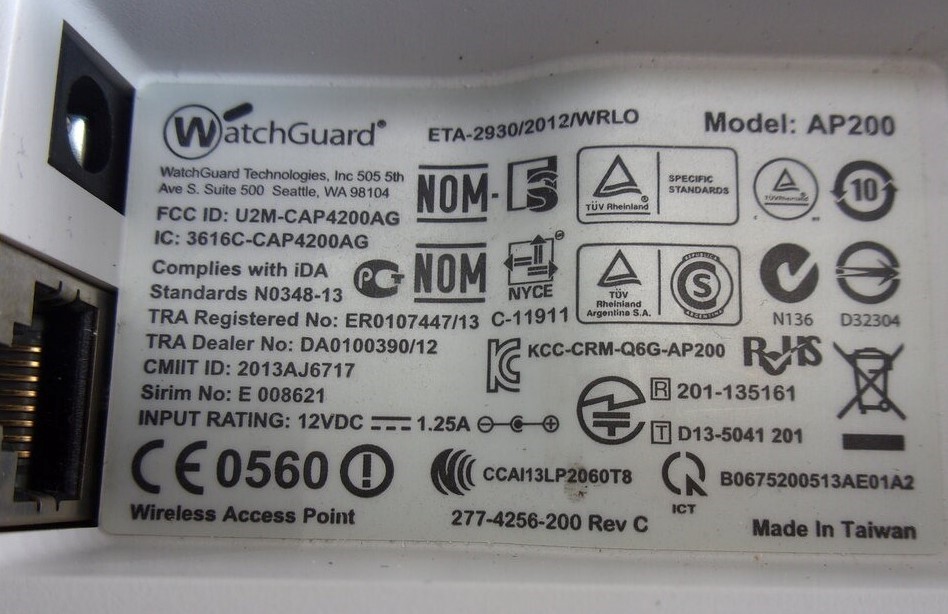 WatchGuard AP200 Wireless Access Point SEE NOTES