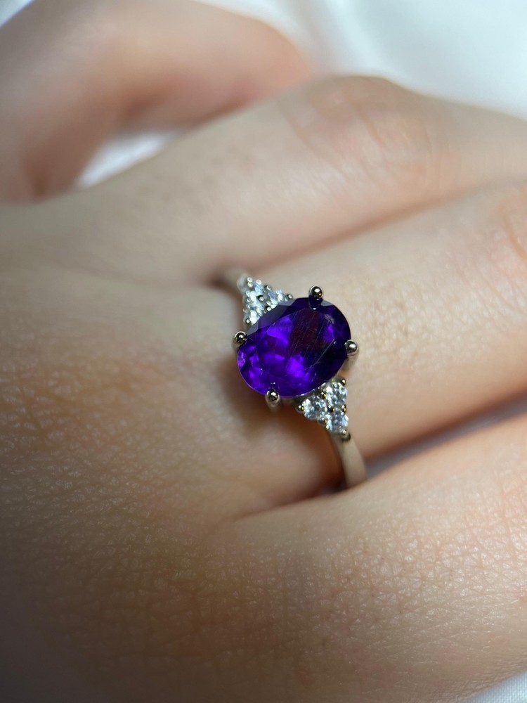 Natural AAA Amethyst Solitaire 925 Sterling Silver