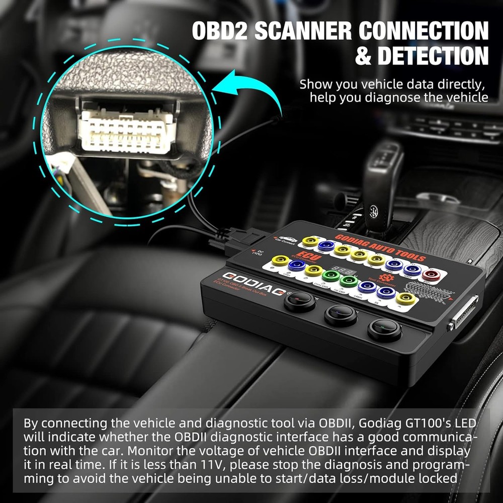 GODIAG GT100 Auto Tool OBD2 Break Out Box E-CU Connector OBD2 Protocol Detector