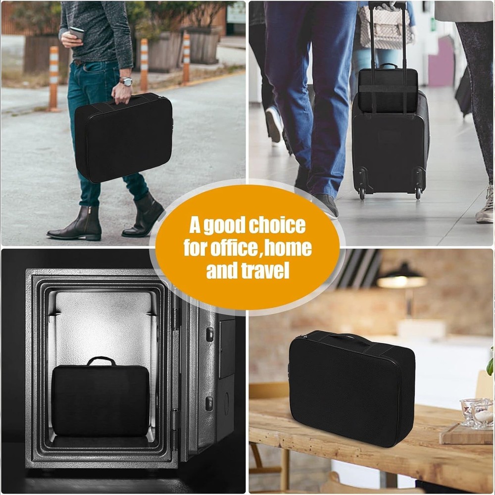 3-Layer Fireproof Document Box with Lock File Storage Box Waterproof Safe Bag US