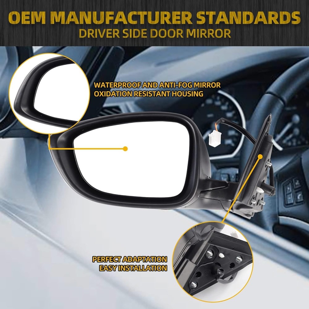 Dasbecan Left Driver Side Mirror Assembly Compatible with 3Pins-Left, Gray