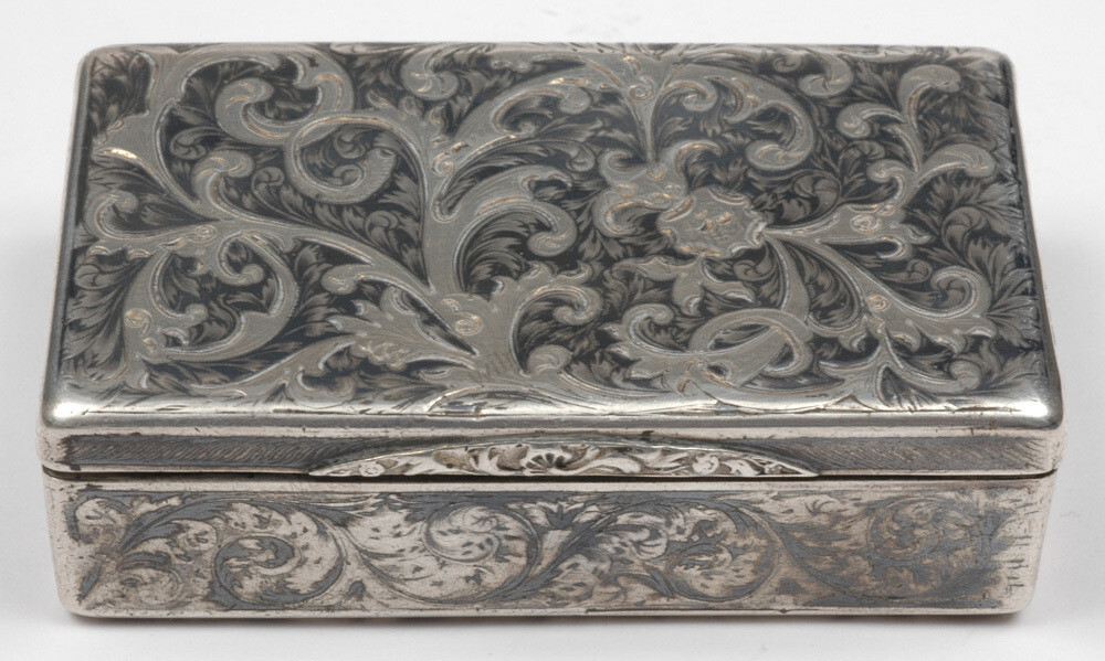 Moscow silver with niello box, 1845