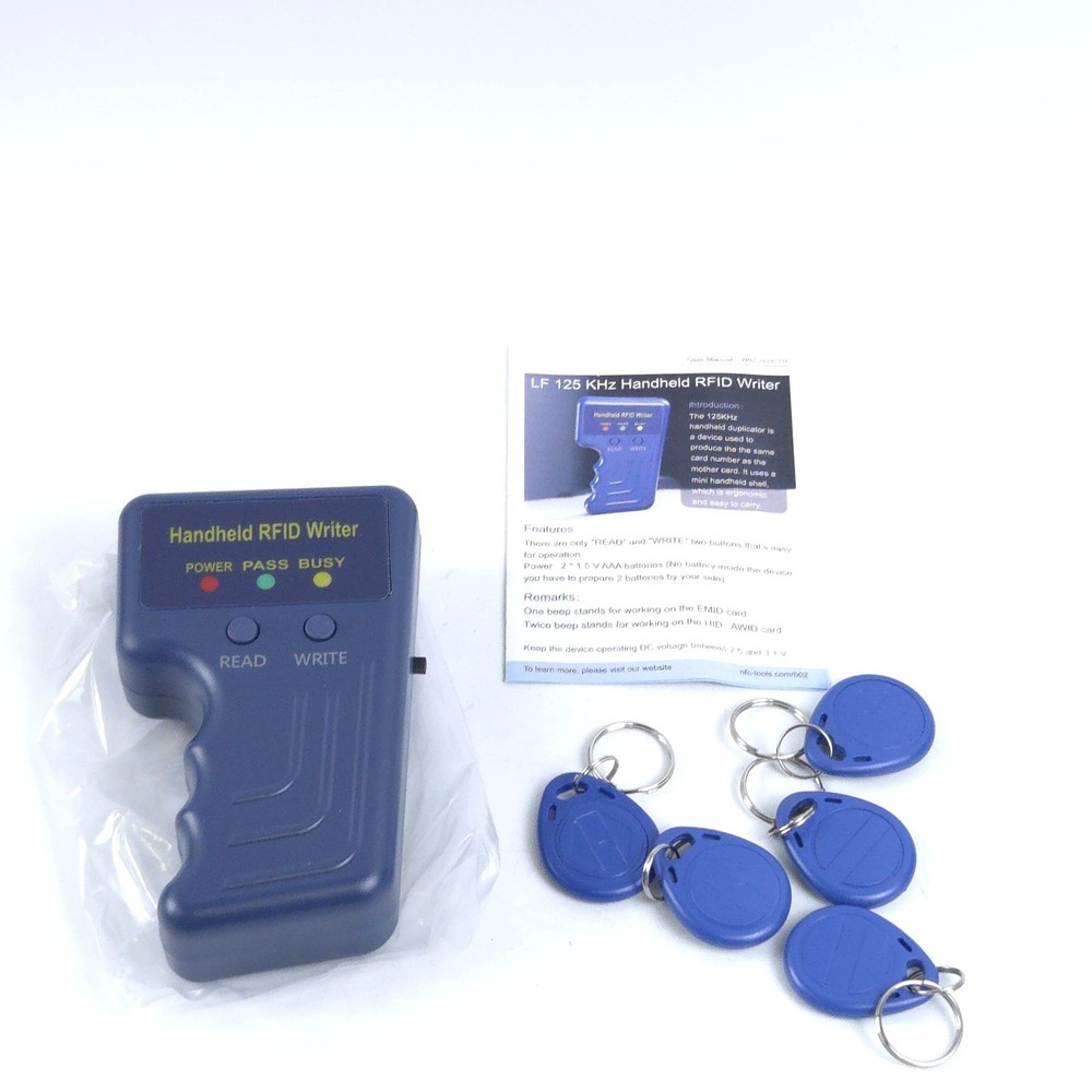 Handheld RFID Card Copier ID Key Reader Writer 125KHZ Duplicator Cloner 5 Tags