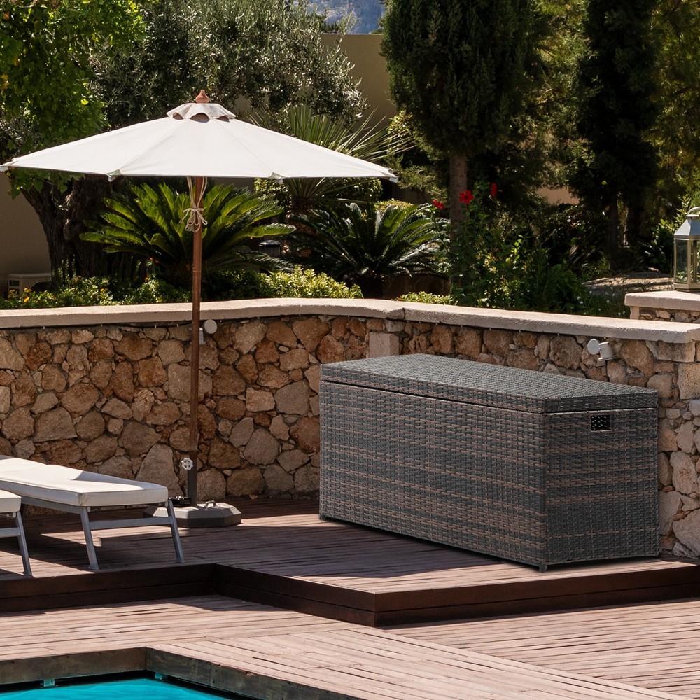 Simple And Practical Outdoor Deck Box Storage Box Brown Gradient, in stock