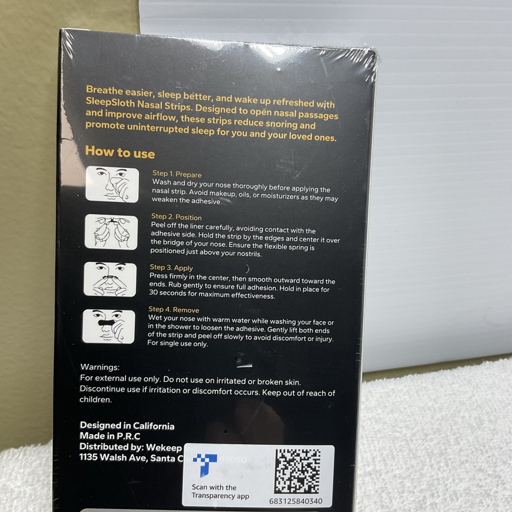 Sleepsloth Nasal Strips Black 36 Count