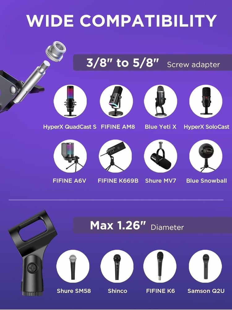 Universal Heavy Duty Microphone Stand & Dual Layer Pop Filter Set, Large