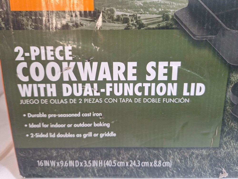 Ozark Trail 2 Piece Deep Pan Cast Iron Set with Dual Function Lid Cookware