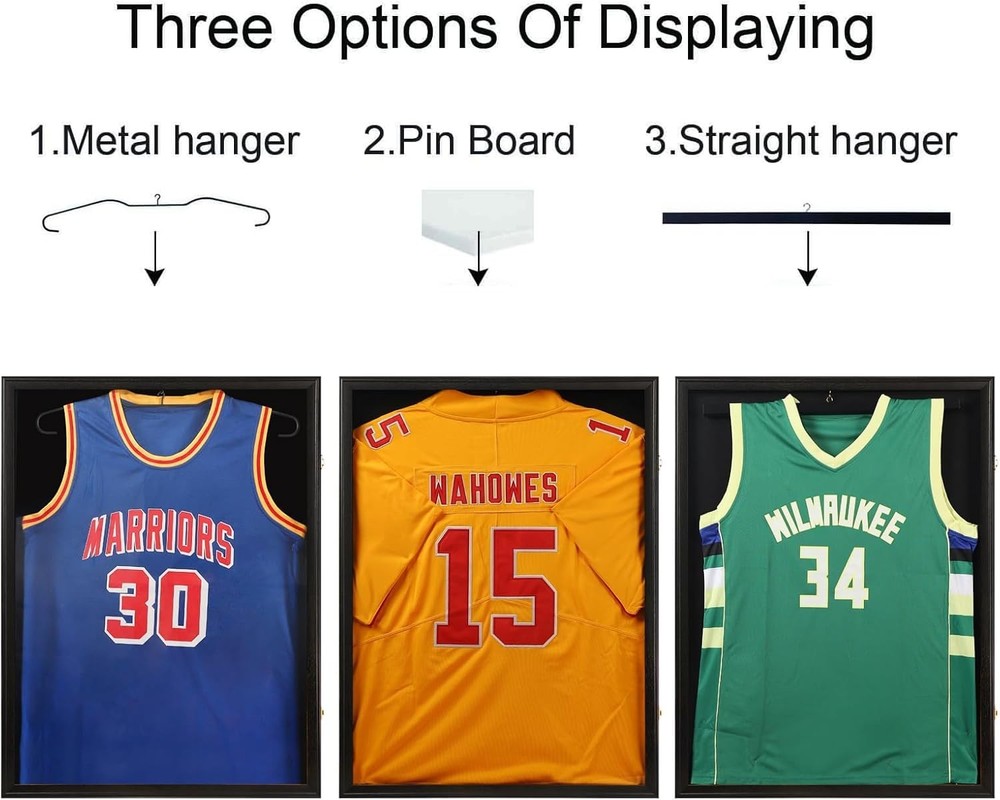 Tieeqe Jersey Frame Display Case-Jersey Shadow Box- 1 Pack, Black
