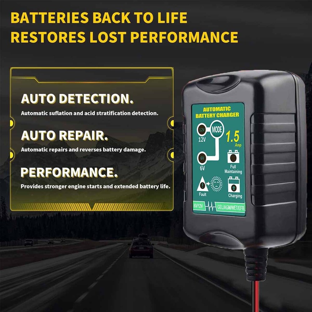 6V 12V Automatic Battery Charger Maintainer Trickle Float Motorcycle Car