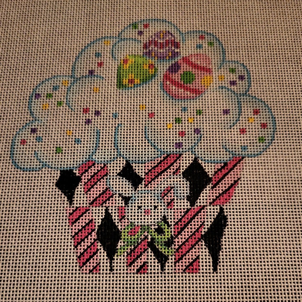 Sweet Bunny Easter Cupcake Needlepoint Canvas